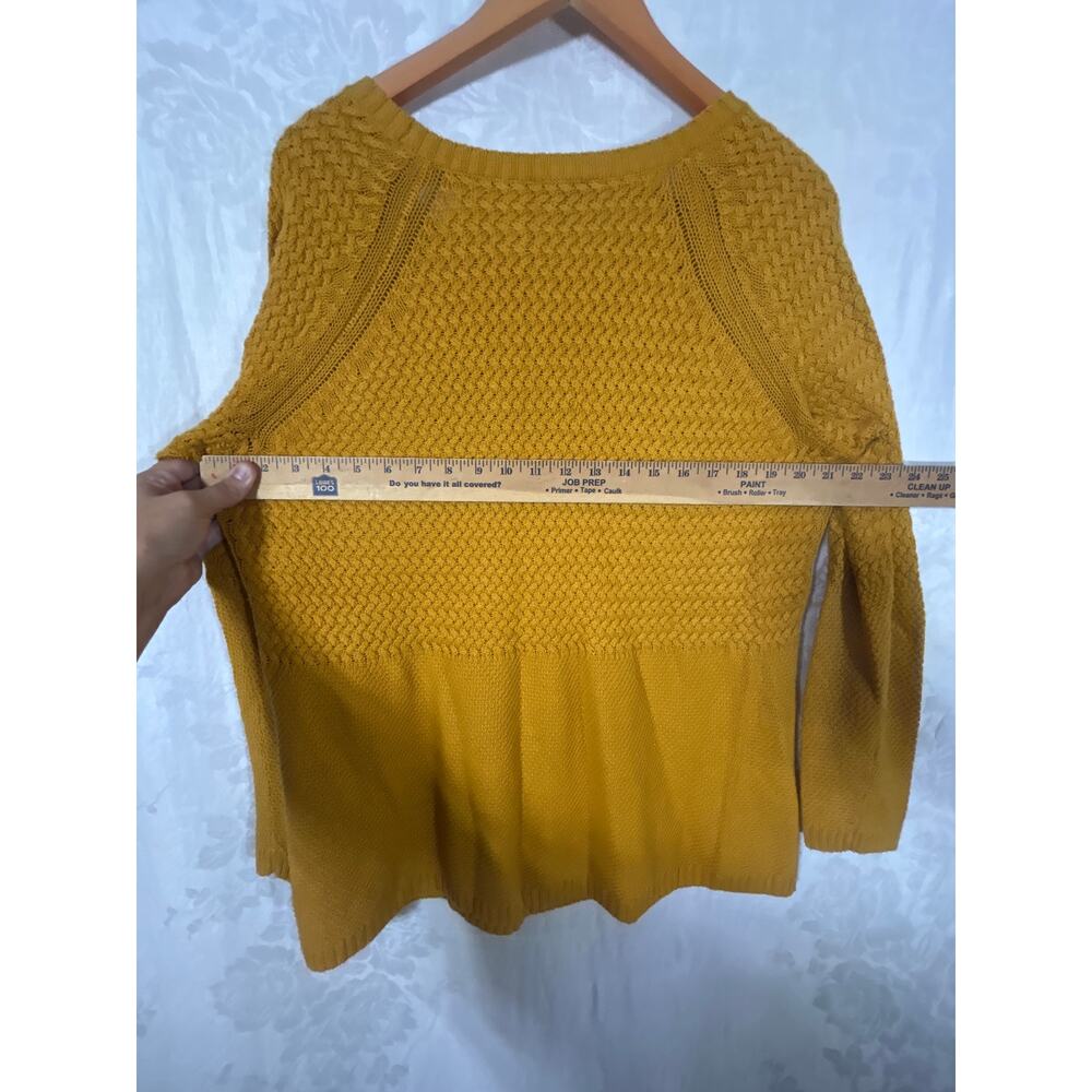 Talbots Sweater 1X PETITE Mustard Yellow Textured Knit Cotton Cashmere Blend - Picture 7 of 8